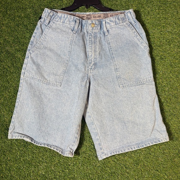 Bear Jeans Baggy Denim Shorts Men's 32 Light Wash Y2K Skater Hong Kong 90s - Picture 1 of 6